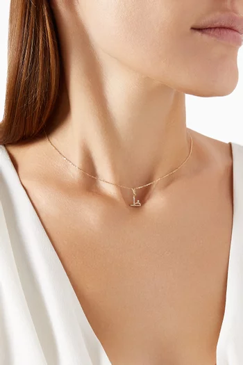 Arabic Letter Zaa/Z ظ Diamond Necklace in 18kt Yellow Gold