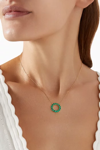 Circular Emerald Pendant Necklace in 18kt Gold