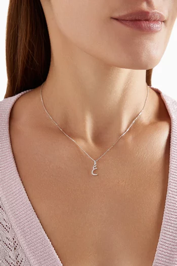 Arabic Letter Ein ع Diamond Necklace in 18kt White Gold