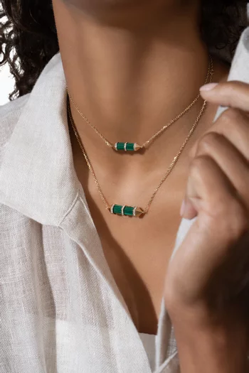 Chakra Medium Malachite & Diamond Necklace in 18kt Gold