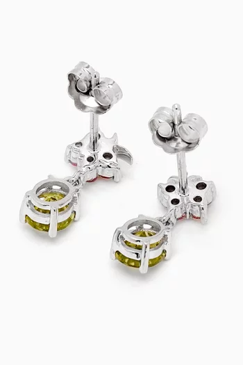 Peridot & Pink Sapphire Earrings in 18kt White Gold