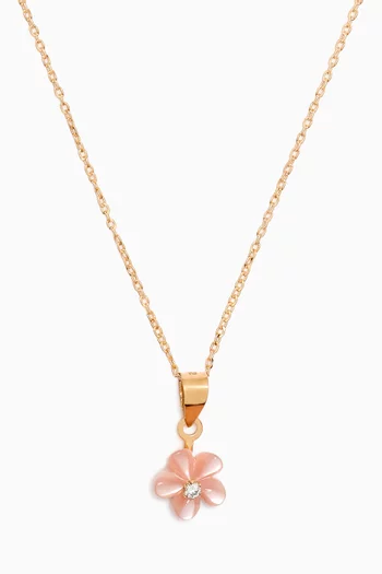 Floral Mother-of-Pearl Diamond Pendant in 18kt Yellow Gold