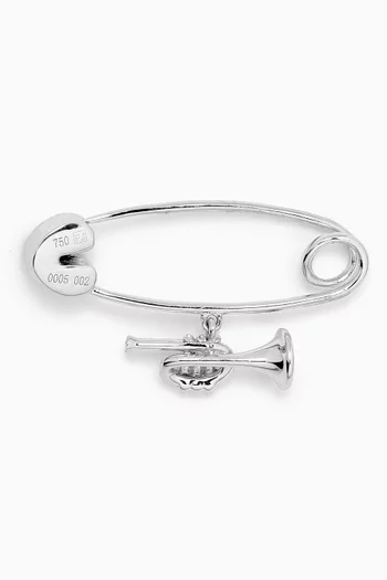 "It's a Trumpet" Sapphire Baby Pin with Diamond in 18kt Gold