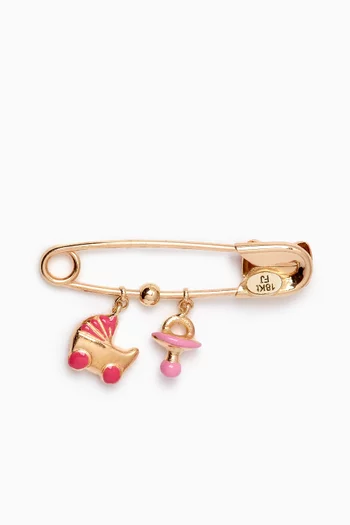 Pacifier & Stroller Baby Pin in 18kt Gold