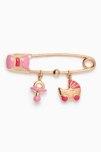 Pacifier & Stroller Baby Pin in 18kt Gold