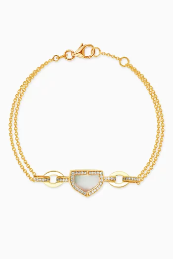 Dome Art Deco Diamond & Mother of Pearl Bracelet in 18kt Yellow Gold