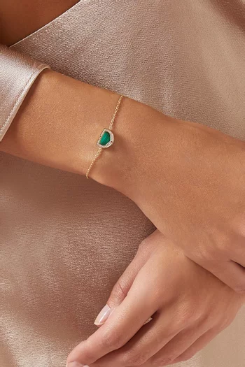 Dome Art Deco Diamond & Malachite Bracelet in 18kt Gold