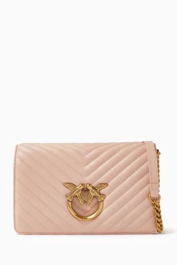Love Click Classic Crossbody Bag in Faux Quilted Leather
