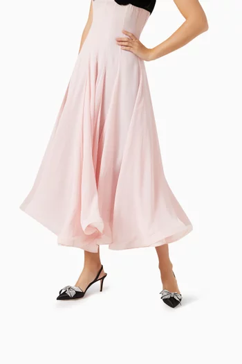 Paley 70 Crystal Bow Stiletto Mules in Satin