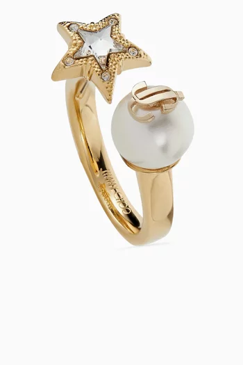 Star Pearl Ring in Gold-finish Metal