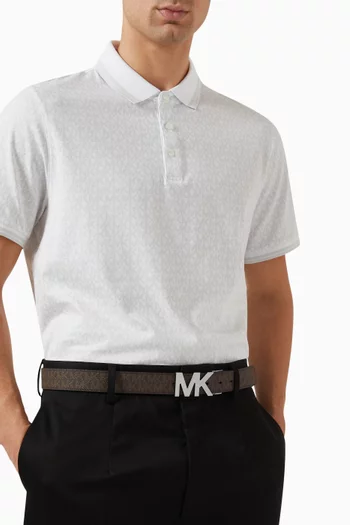 Reversible Logo Buckle Belt in Coated Canvas & Leather