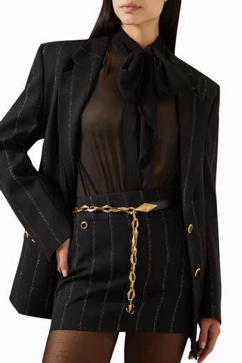 Diamond Chain Belt in Polished Leather