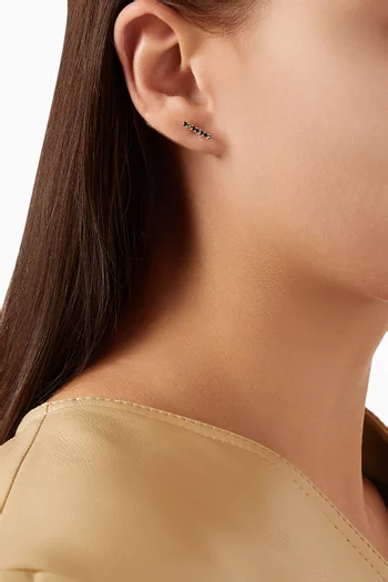 أقراط مرصعة بماس أسود ذهب ‏أصفر عيار 18