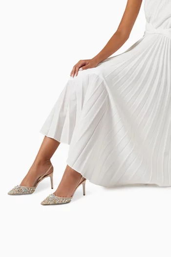 Hina 80 Crystal Embellished Slingback Pumps in Soft Nappa