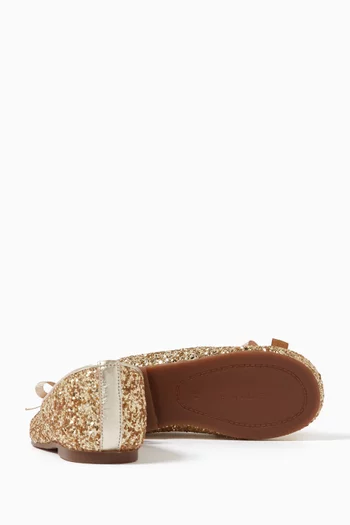 Sparkle-embellished Bow Ballerina Shoes