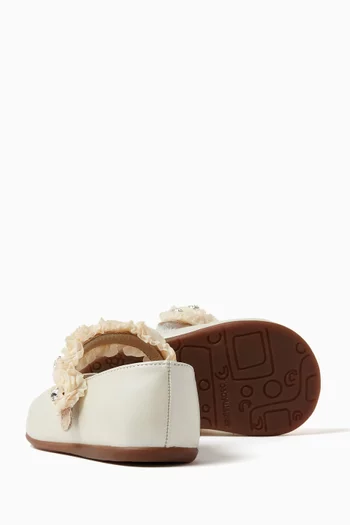 3D Floral Ballerina Shoes in Leather