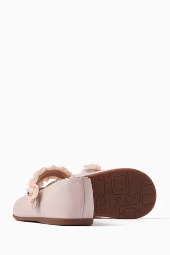 3D Floral Ballerina Shoes in Leather