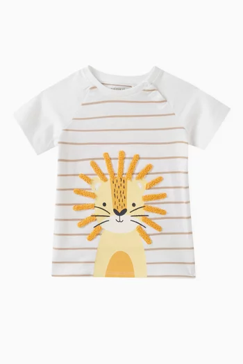 Lion-embroidered T-shirt in Cotton