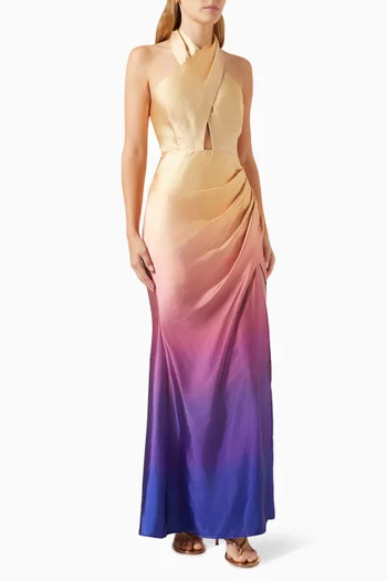 فستان جيزنج طويل بحمالة حول الرقبة
