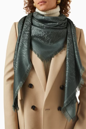 SAINT LAURENT Large Square Scarf in Silk & Wool Jacquard