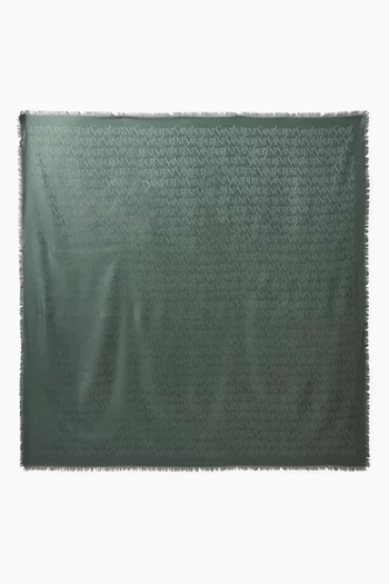 SAINT LAURENT Large Square Scarf in Silk & Wool Jacquard
