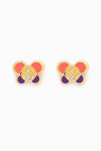 Butterfly Diamond & Enamel Stud Earrings in 18kt Yellow Gold