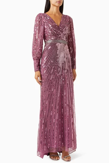 Sequinned Wrap Gown