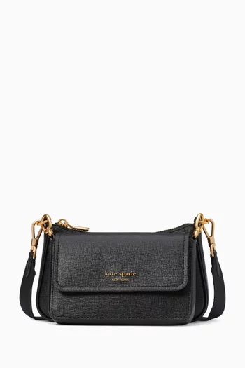 Morgan Double Up Crossbody Bag in Saffiano Leather