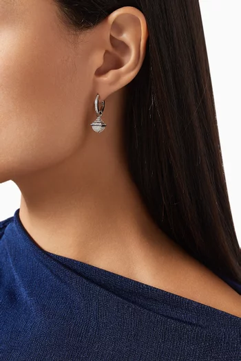 Cleo Rev Midi Full Diamond Drop Earrings in 18kt White Gold