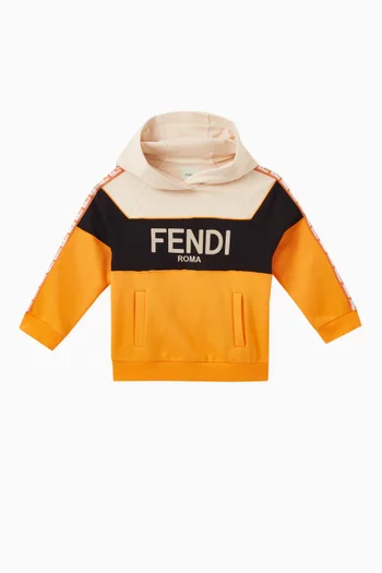 Colour-block Logo-embroidered Hoodie in Cotton