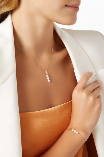 Kiku Three Pearl Necklace in 18kt Gold