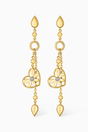 Farfasha Frou Frou Heart Diamond Drop Earrings in 14kt Gold