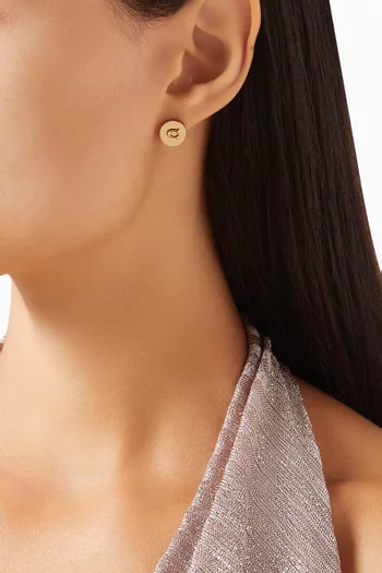 Signature C Disc Stud Earrings in Metal