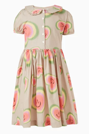 Cady Heart Smiley Face-print Dress in Organic-cotton