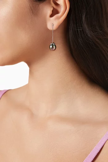 Akila Diamond & Pearl Drop Earrings in 18kt White Gold