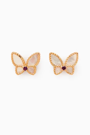 Farfasha Petali del Mare Butterfly Amethyst & Mother of Pearl Earrings in 18kt Gold