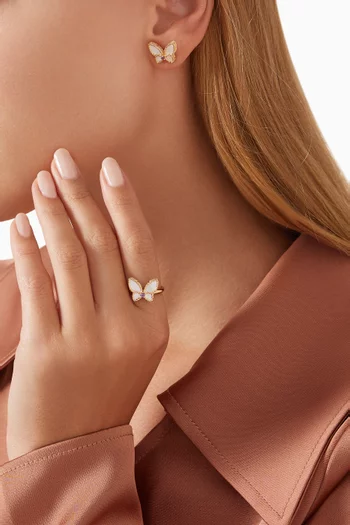 Farfasha Petali del Mare Butterfly Amethyst & Mother of Pearl Ring in 18kt Rose Gold