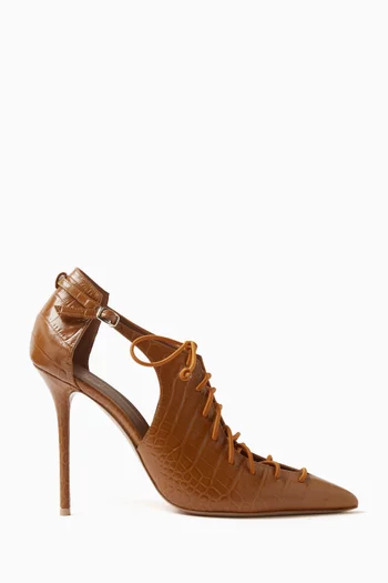 Montana 100 Lace-up Pumps in Croc-embossed Leather