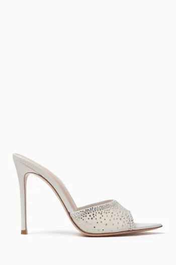 Rania 105 Organza Crystal Mules in Suede