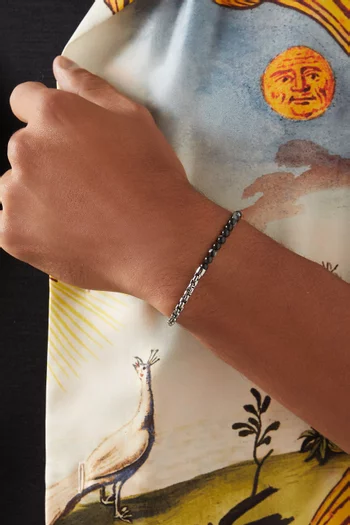 سوار سينيت بحلقات مربعة فضة إسترلينية بطلاء روثينيوم