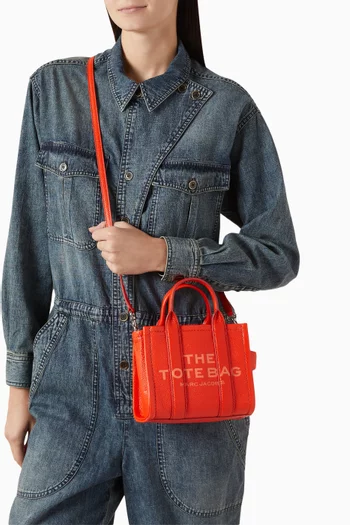 Micro Top Handle Tote Bag in Leather