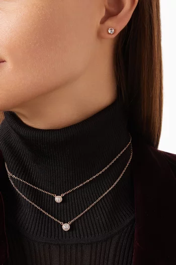 Double Row Halo Necklace & Earring Set in Rose Gold-plated Brass