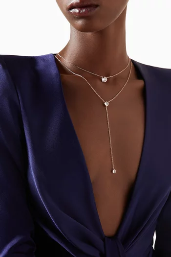 Layered Round-bezel Necklace in Rose Gold-plated Brass