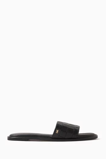 Hayworth Woven Slides in Leather