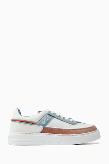 Colour-block Low-top Sneakers in Leather & Suede