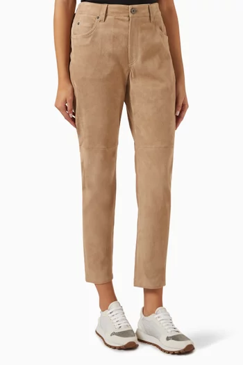 Cropped Pants in Suede