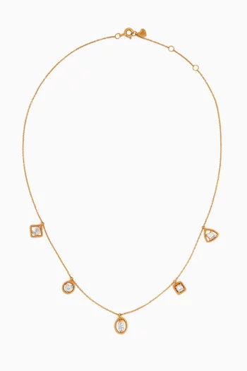 Unity Solitare Mixed Diamond Necklace in 18kt Gold