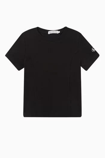 Logo-print Ribbed T-shirt in Cotton
