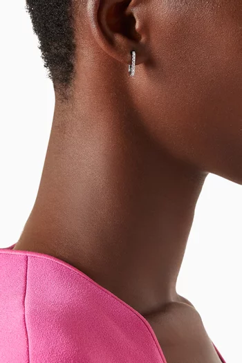 Paperclip Diamond Hoop Earrings in 18kt White Gold