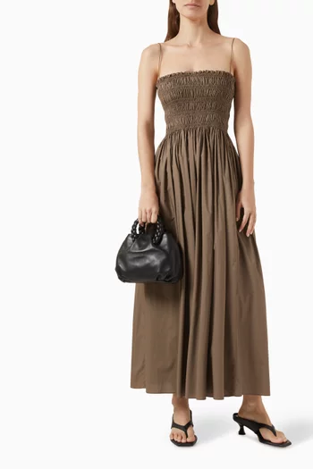 Shirred Bodice Maxi Dress in Organic Cotton